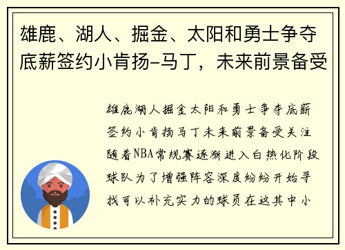 雄鹿、湖人、掘金、太阳和勇士争夺底薪签约小肯扬-马丁，未来前景备受关注